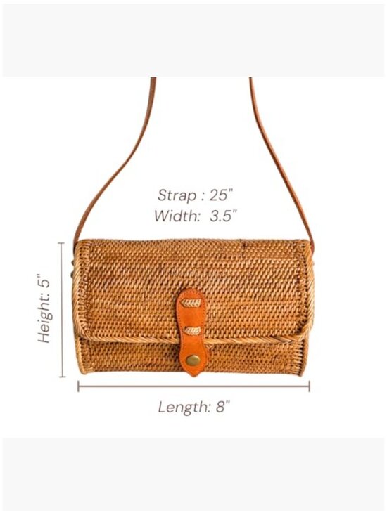 Handwoven Rattan Shoulder Bag Satchel Woven Straw Purse - Picture 4 of 6